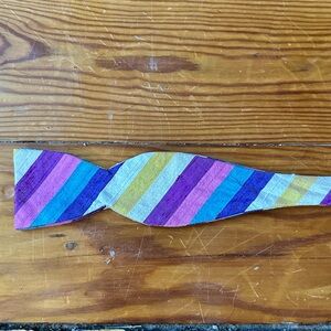 100% Silk Colorful Striped Bow Tie